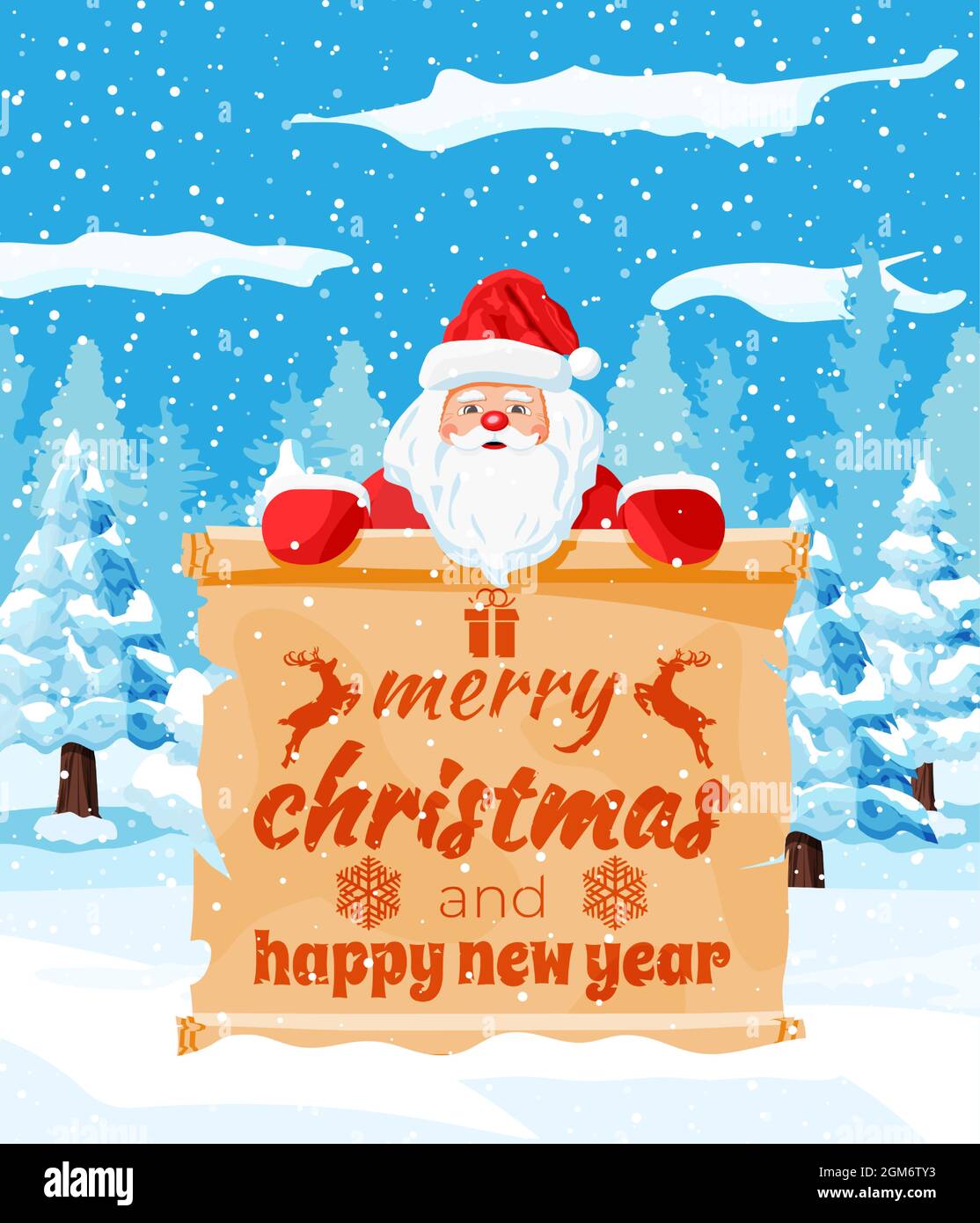 Old Christmas Parchment Scroll with Santa Claus Stock Vector Image ...