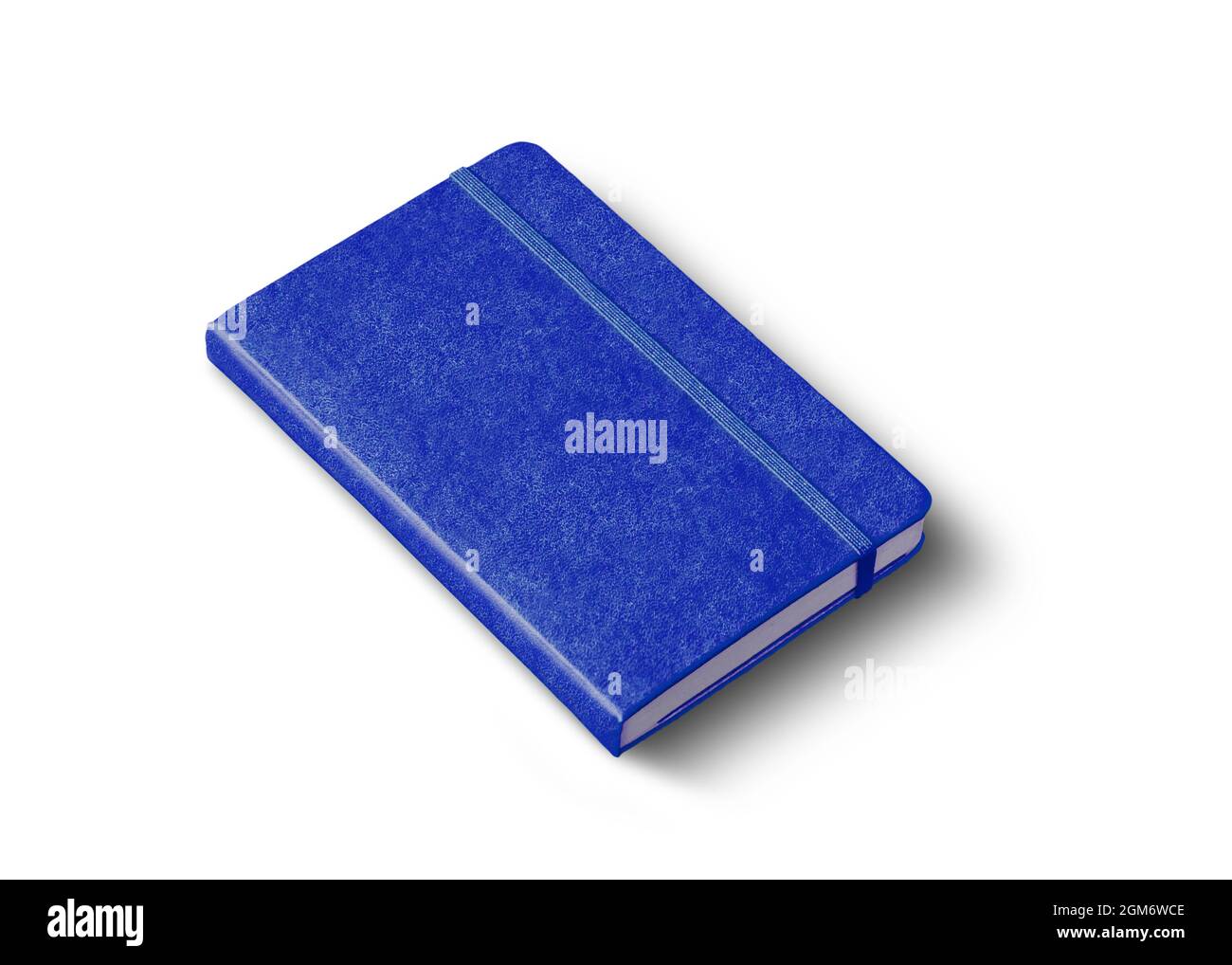 Marine blue closed notebook mockup isolated on white Stock Photo