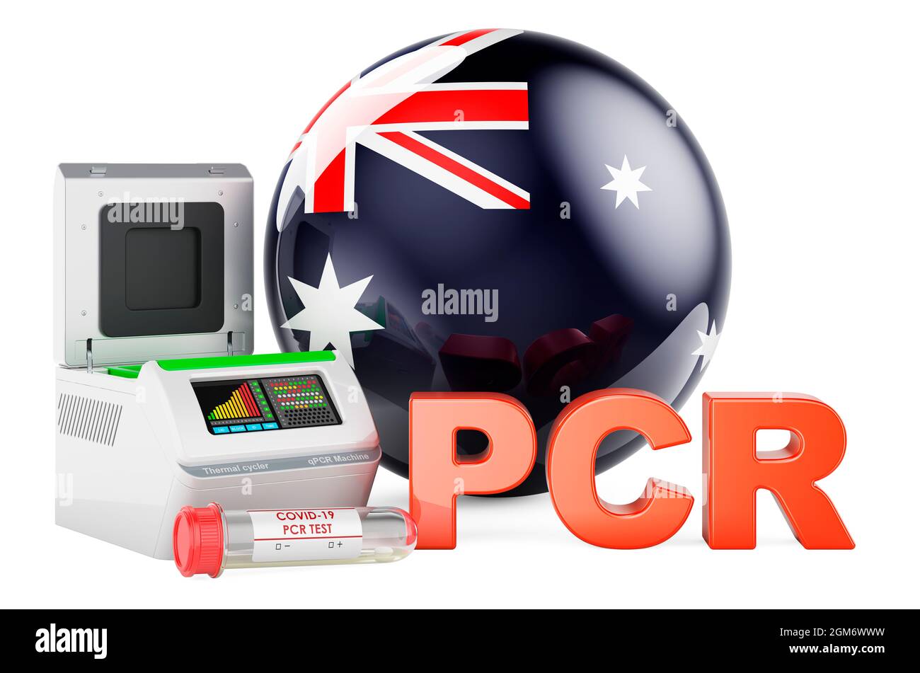 PCR test for COVID19 in Australia, concept. PCR thermal cycler with