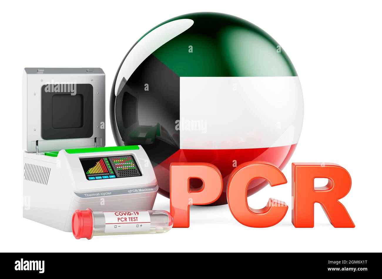 PCR test for COVID19 in Kuwait, concept. PCR thermal cycler with