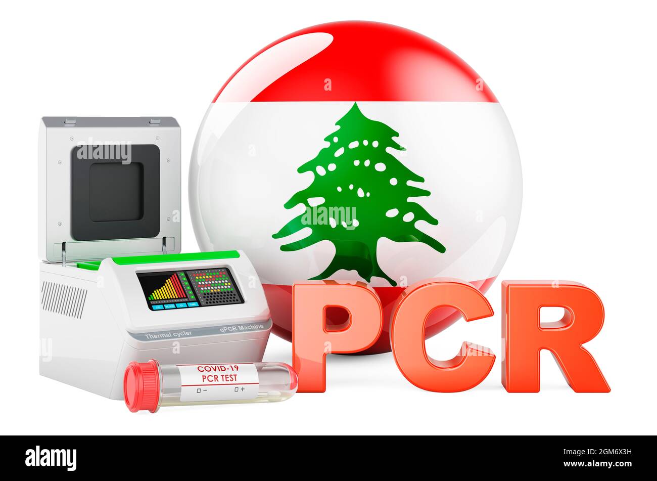 PCR test for COVID19 in Lebanon, concept. PCR thermal cycler with