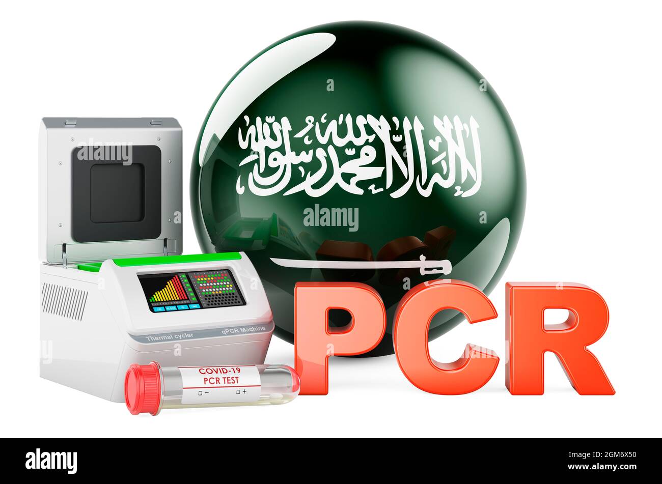PCR test for COVID19 in Saudi Arabia, concept. PCR thermal cycler with