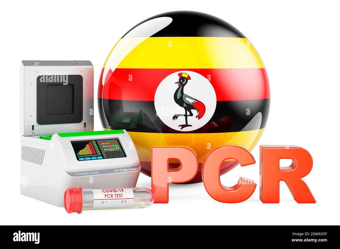 PCR test for COVID19 in Uganda, concept. PCR thermal cycler with