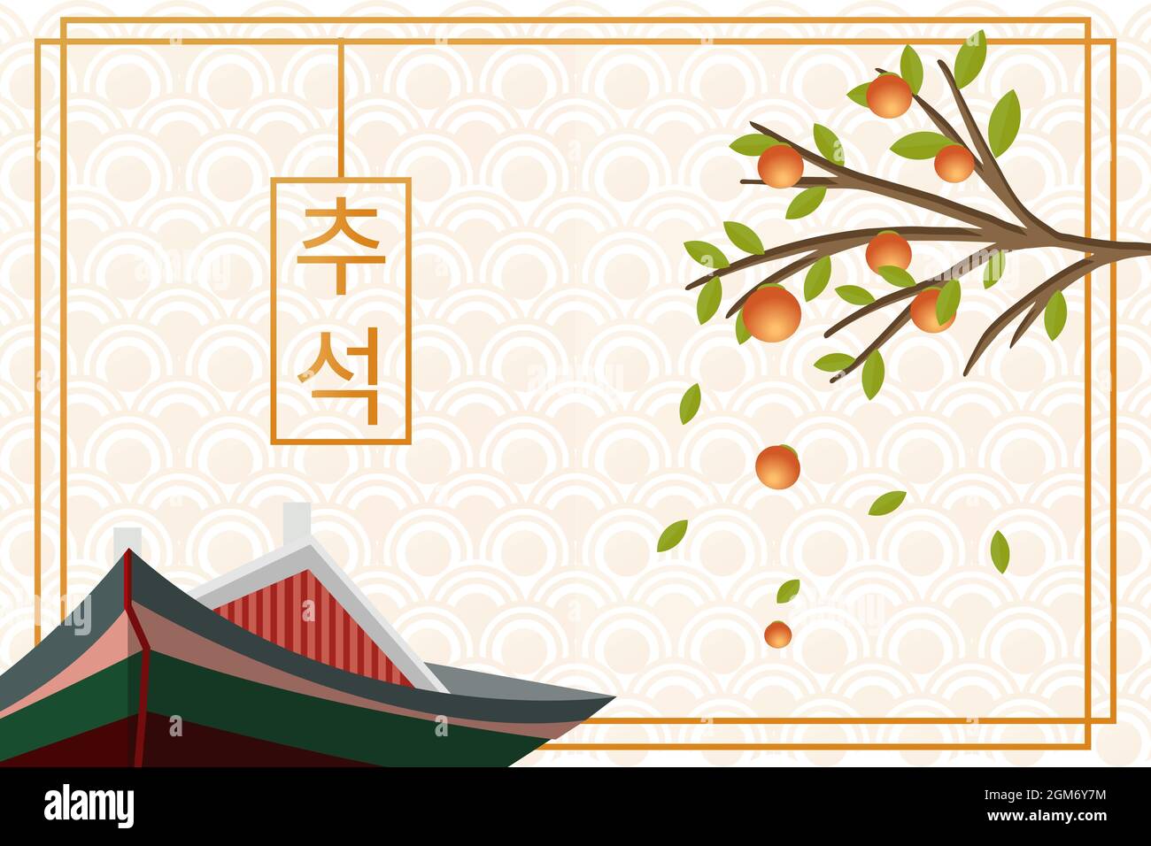 korea chuseok, korean traditional background vector with korea palace