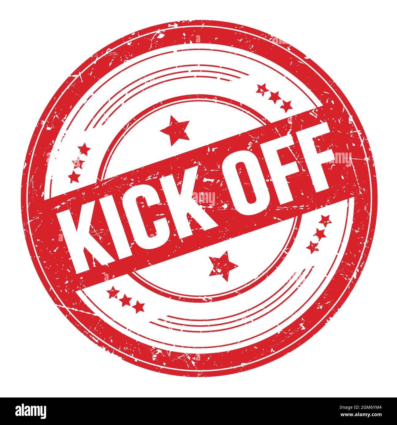 KICK OFF text on red round grungy texture stamp Stock Photo Alamy