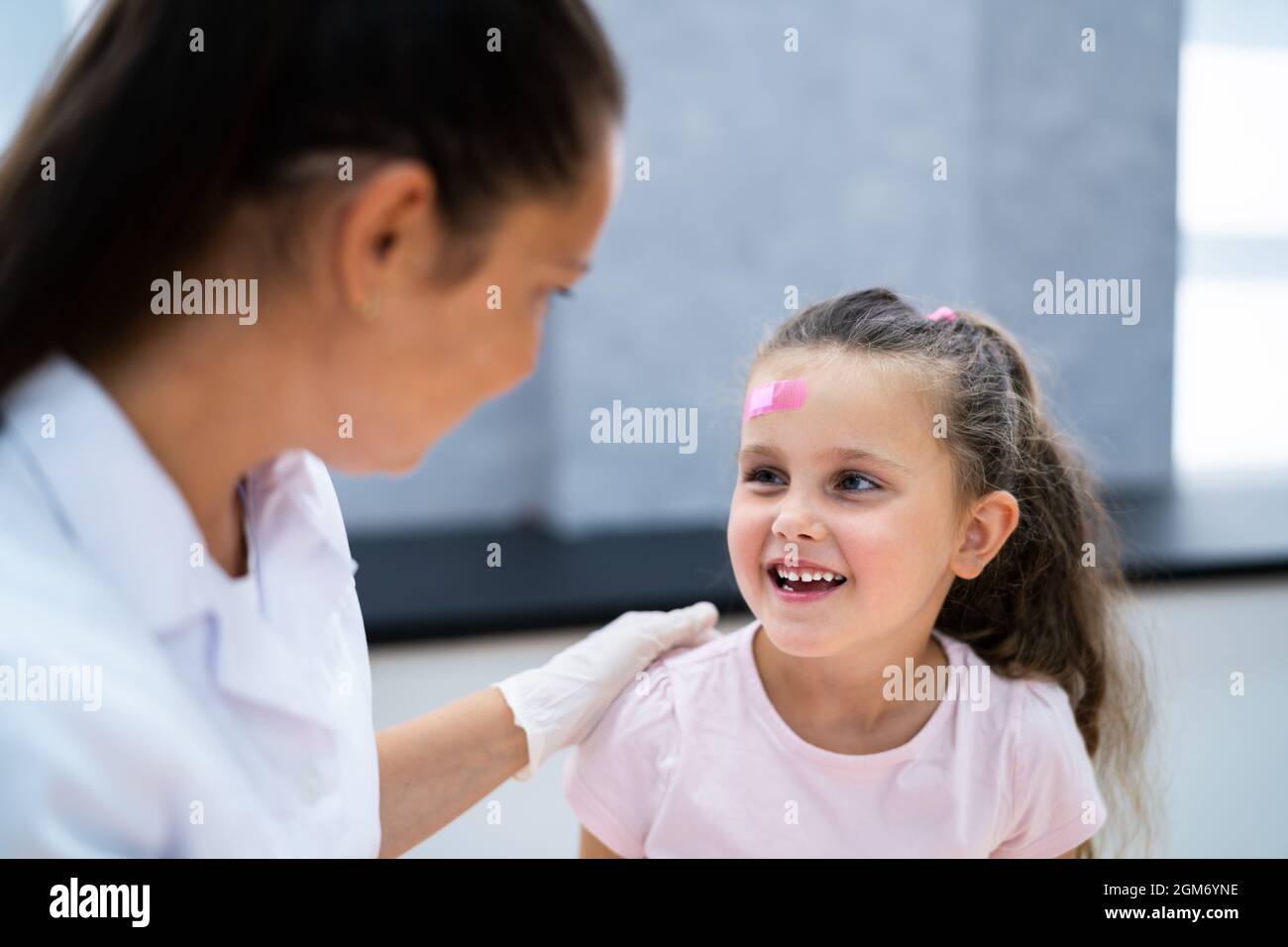 Applying Band Aid To Children Wound. Kid Bandage Stock Photo Alamy
