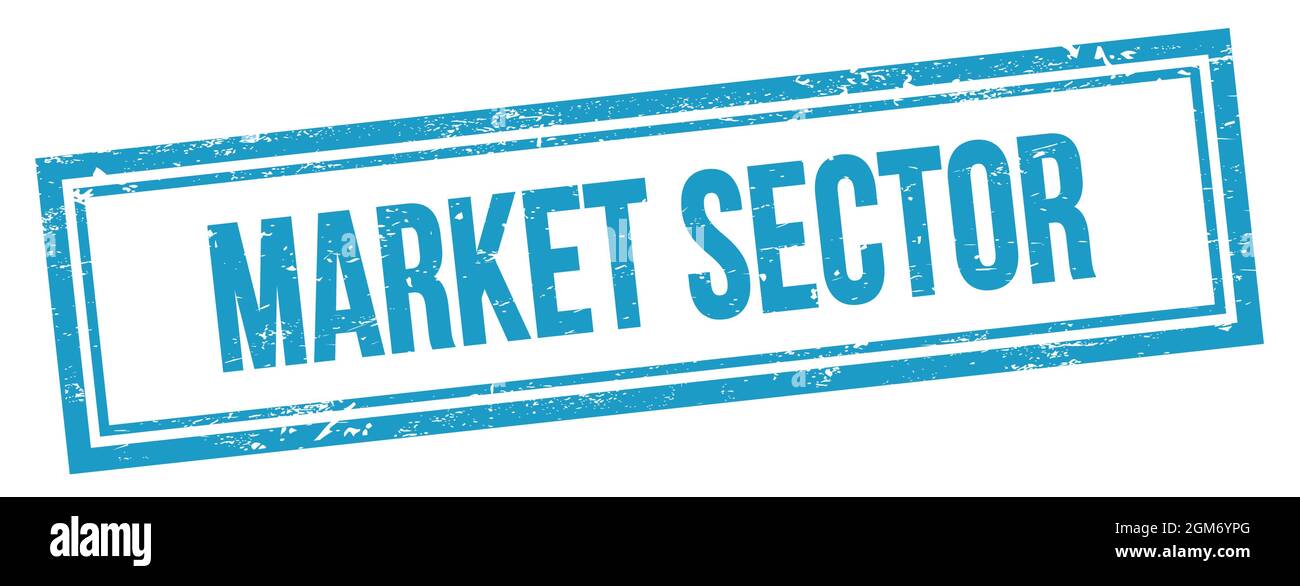 MARKET SECTOR text on blue grungy vintage rectangle stamp Stock Photo ...