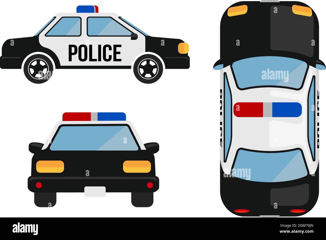 American police car vector illustration set Stock Vector