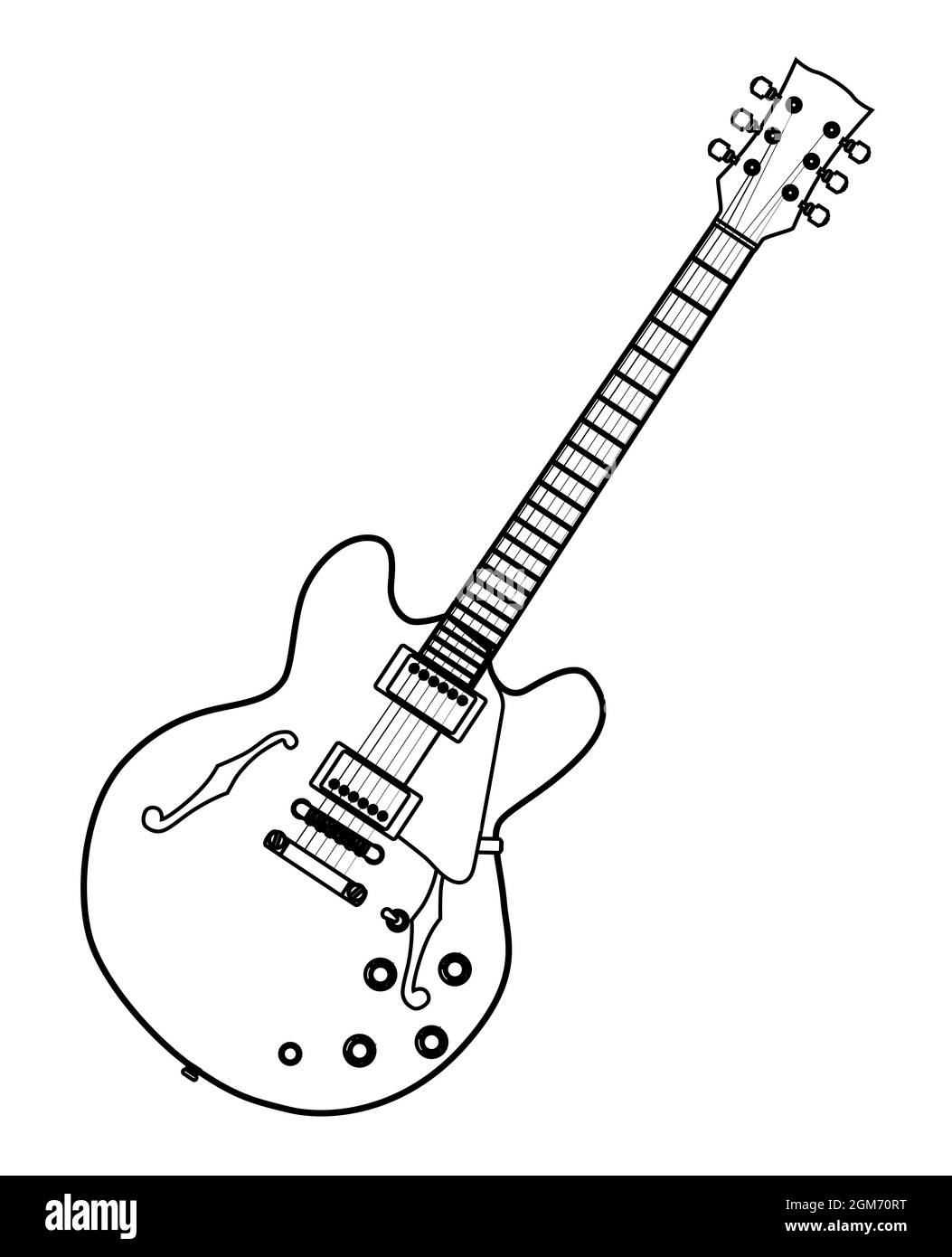 Line drawing of a typical jazz guitar set over a white background Stock ...