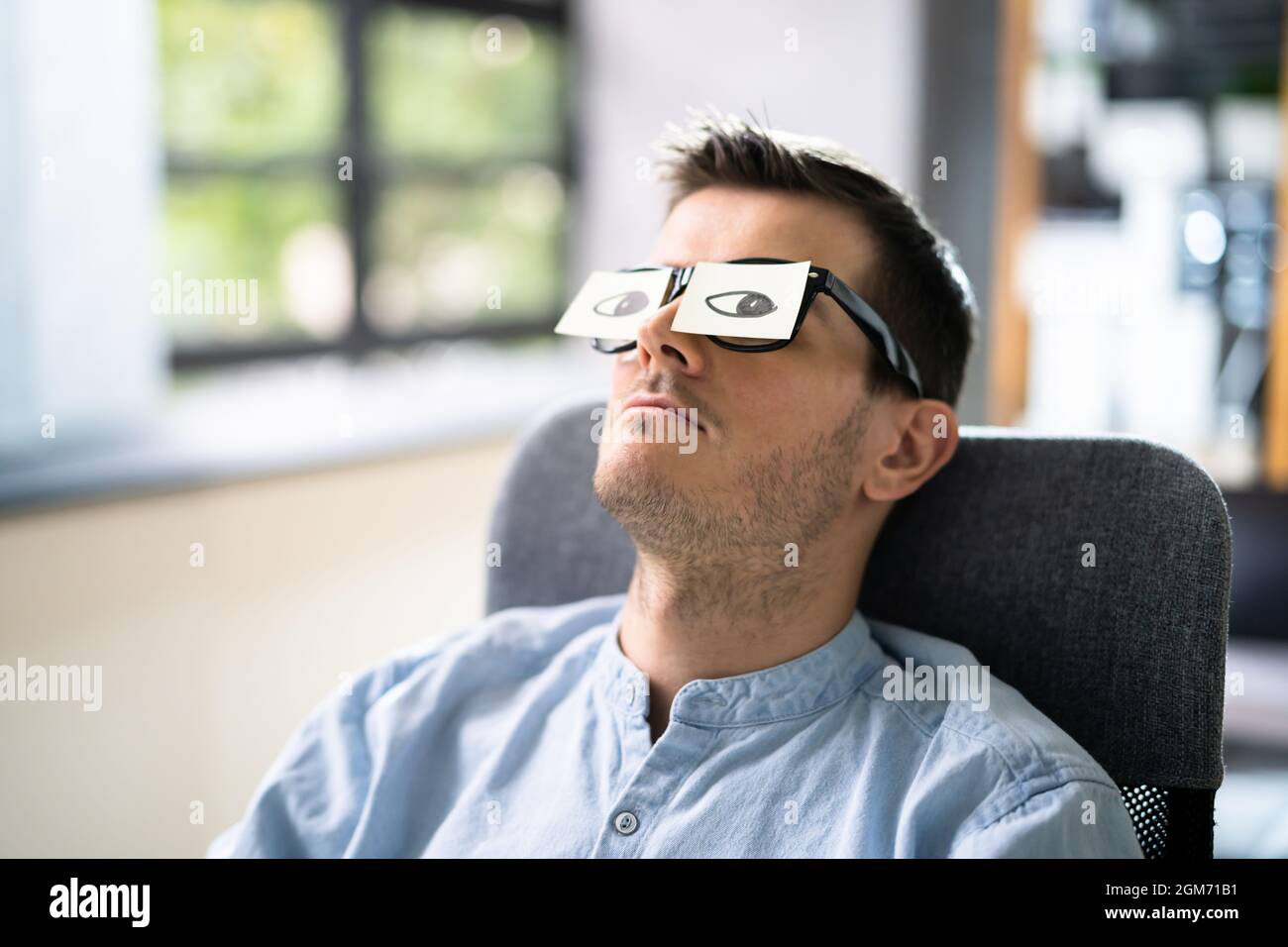 Tired Unhappy Businessperson Sleeping In Office. Bored Man Stock Photo ...