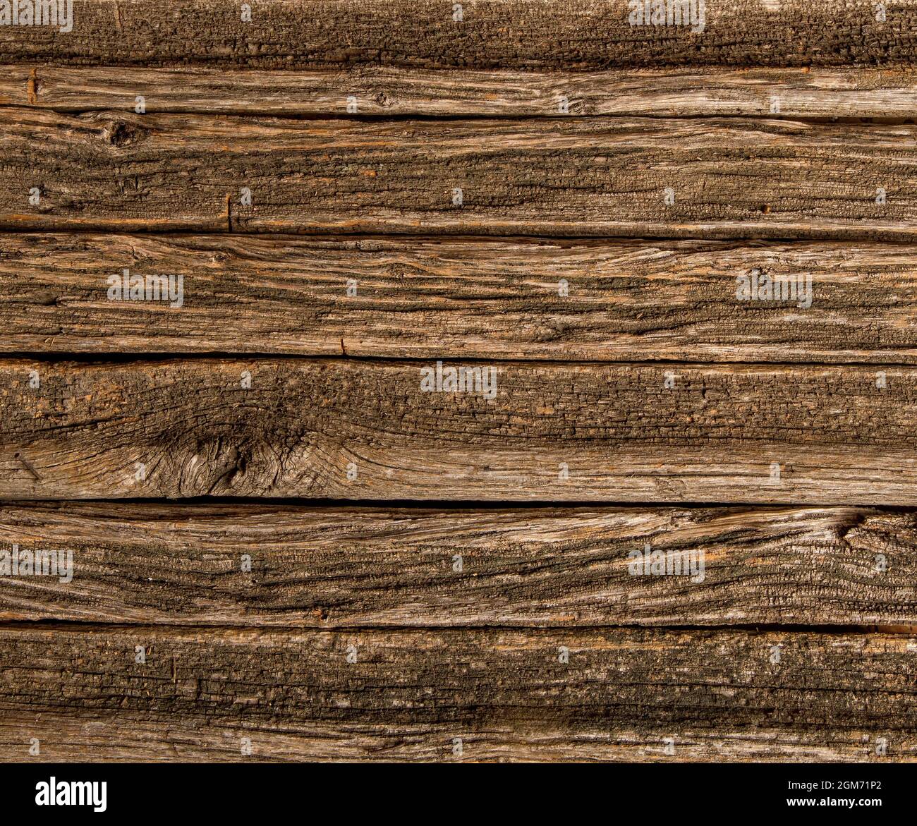 very old shabby dark wood planks empty background Stock Photo