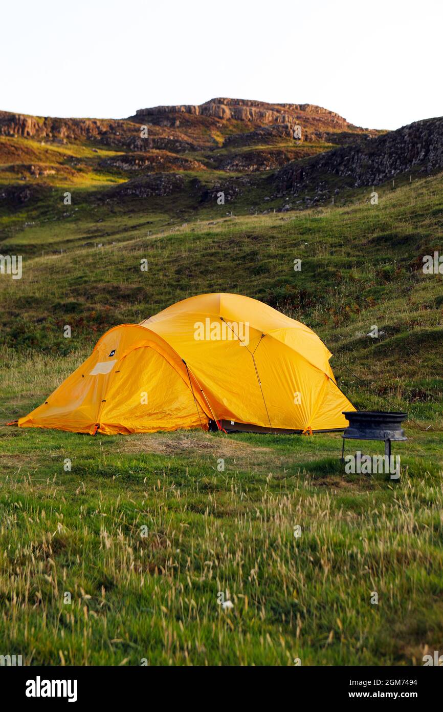 Camping on the Isle of Canna in the Inner Hebrides of Scotland Stock Photo