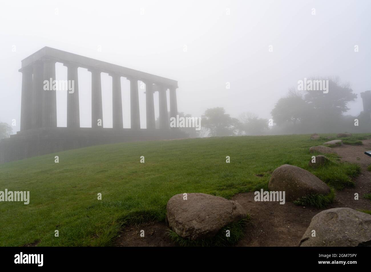 National Monument of Scotland in the morning haar(fog) Stock Photo