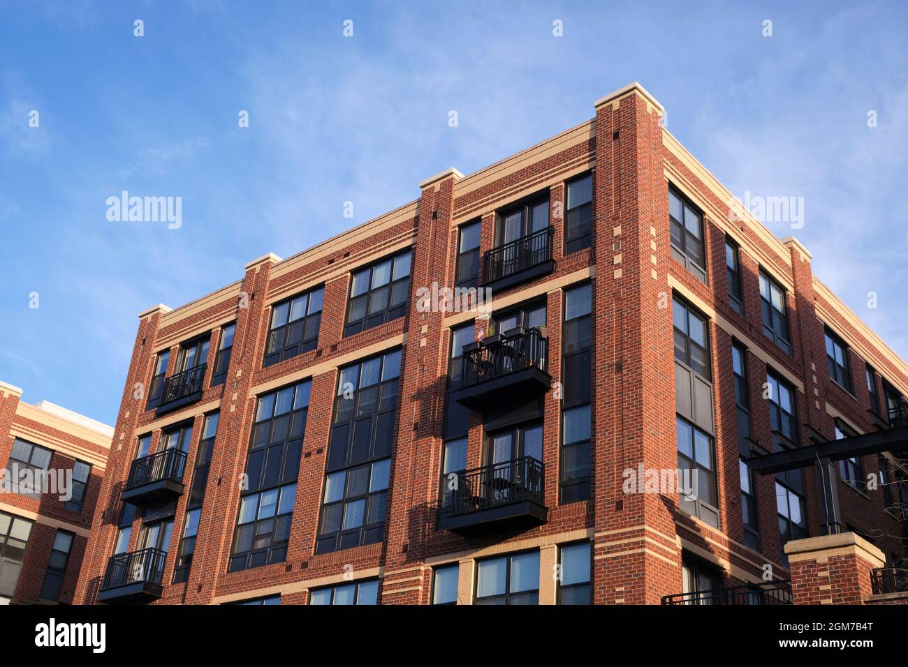New apartment construction made to look like old red brick loft