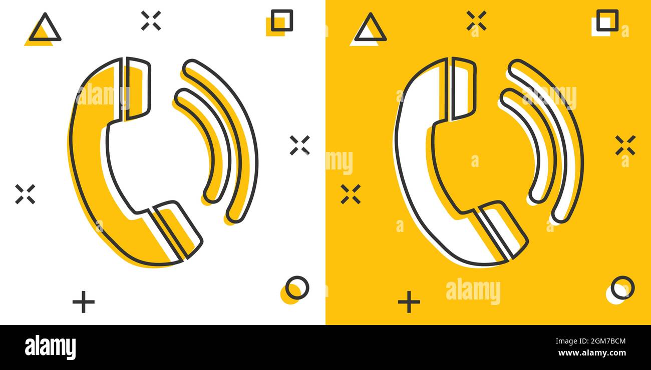Phone icon in comic style. Telephone call cartoon vector illustration ...