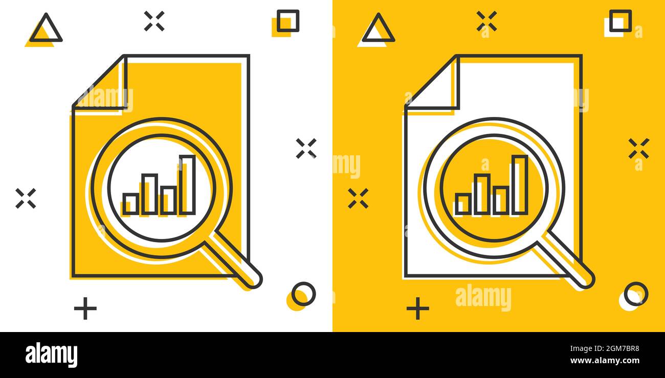 Financial statement icon in comic style. Result cartoon vector ...