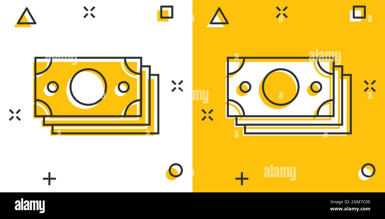 Money currency banknote icon in comic style. Dollar cash cartoon vector ...