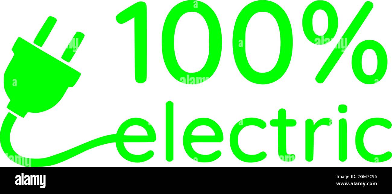 100% electric car, vehicle, full electric, sticker Stock Vector