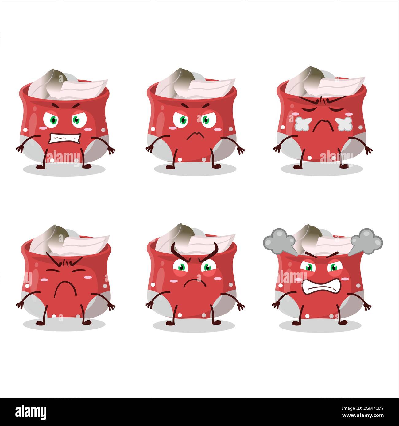 Bay leaf cartoon character with various angry expressions. Vector illustration Stock Vector
