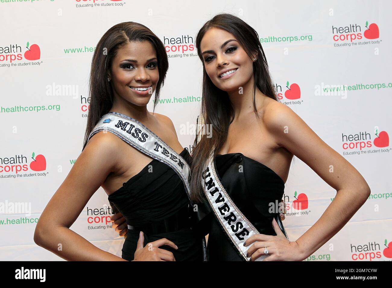 New York, NY, USA. 13 April, 2011. Miss Teen USA, Kamie Crawford, Miss Universe, Ximena Navarrete at the 2011 HealthCorps' Fresh From The Garden Gala at the Intrepid Sea-Air-Space Museum. Credit: Steve Mack/Alamy Stock Photo
