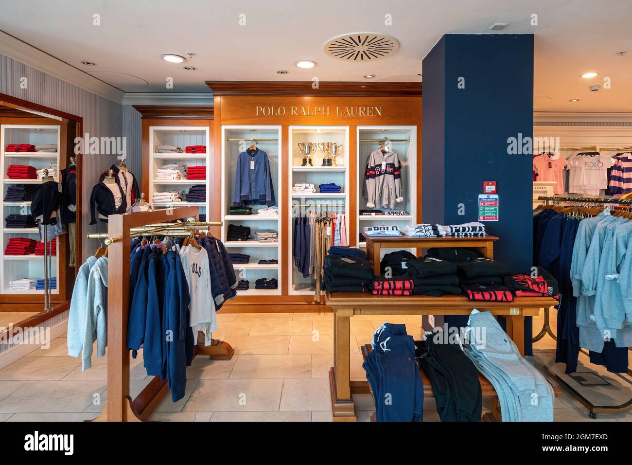Interior of House of Fraser Department Store in Guildford, Surrey, England,  UK. Polo Ralph Lauren range of clothing on display Stock Photo - Alamy