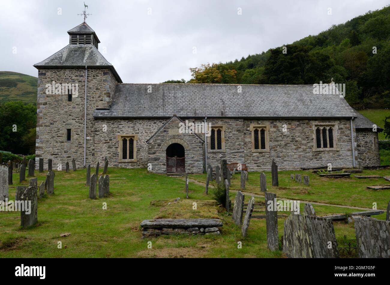 Saint Melangells Church Pennant Melangell pilgrim church Cwm Pennant Powys Wales Cymru UK Stock Photo