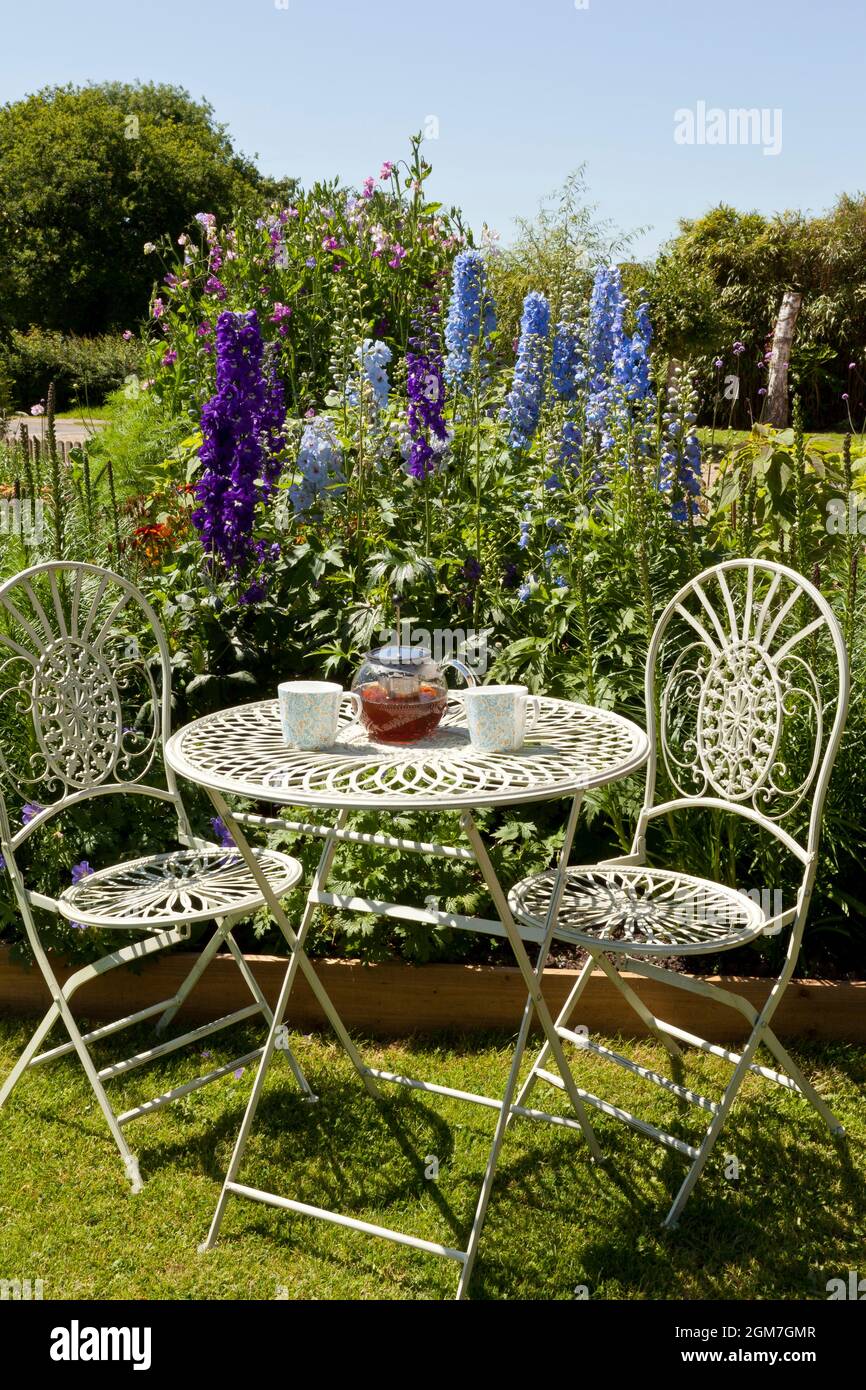 Tea for two in a garden Stock Photo