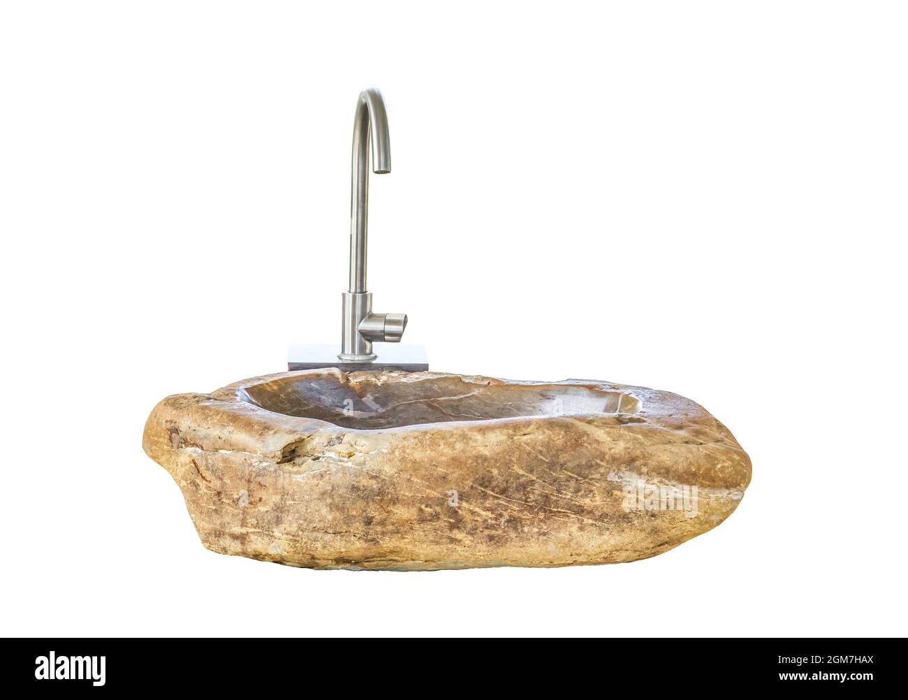 Natural stone washbasin isolated on white background. Modern sink for  washing hand cut out, front view Stock Photo - Alamy