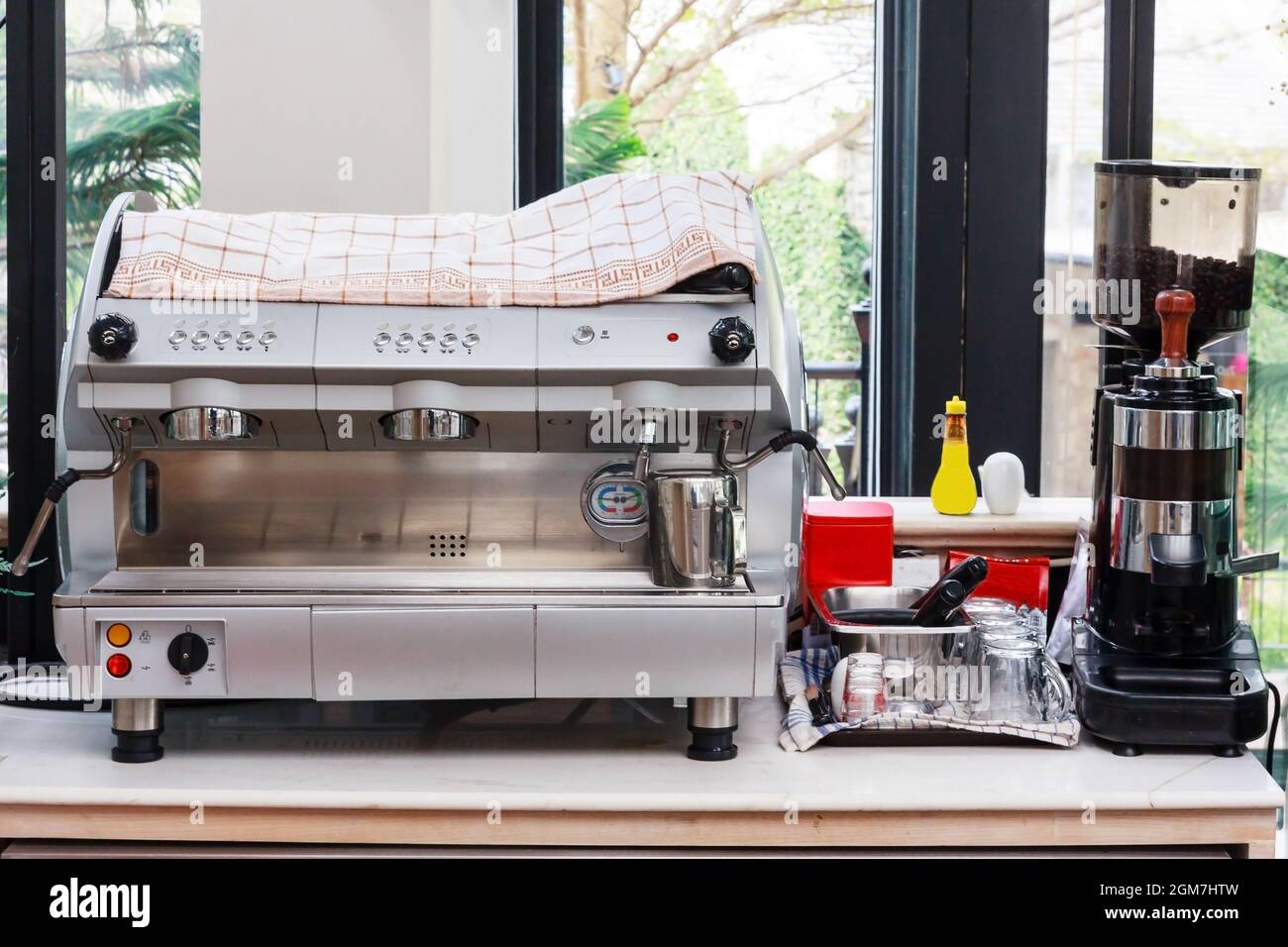 A professional espresso coffee maker, ideal for cafes and bars Stock