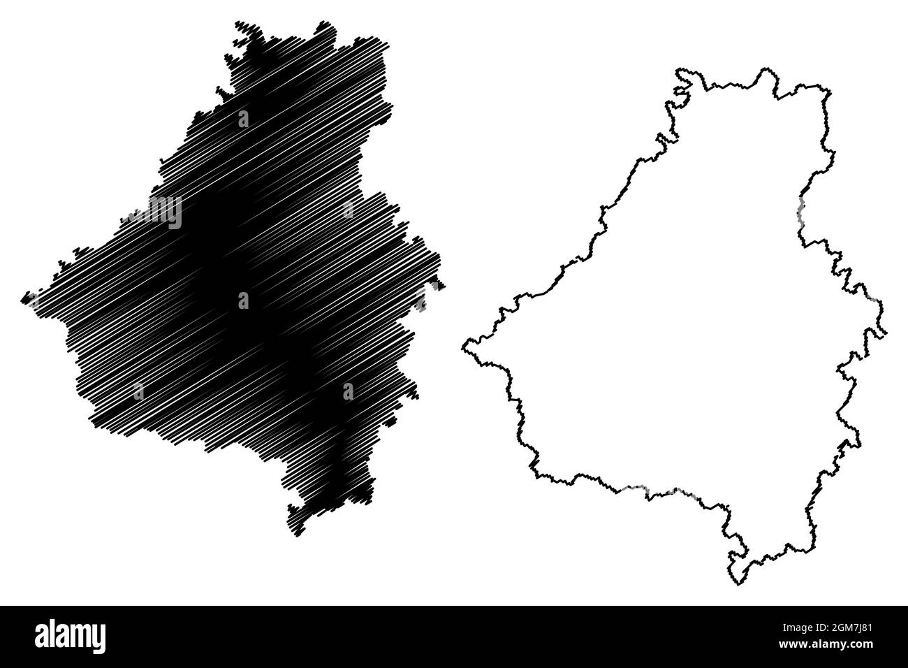 Bareilly district (Uttar Pradesh State, Republic of India) map vector illustration, scribble sketch Bareilly map Stock Vector