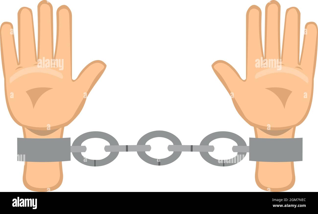 Vector illustration of chained hands, slavery concept Stock Vector