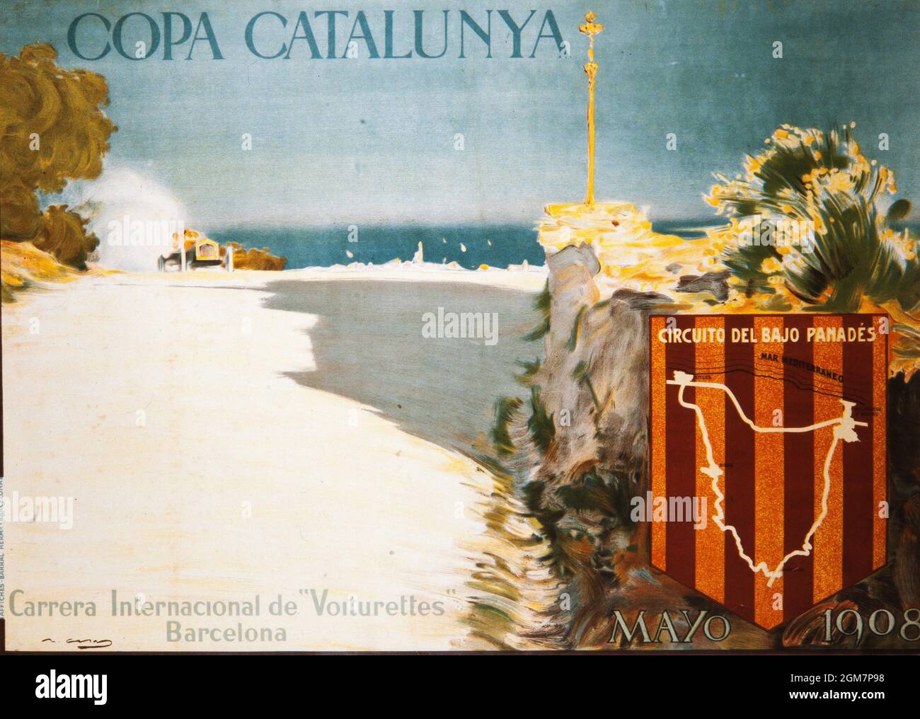 Cartel modernista. Copa Catalunya. Carrera internacional de 