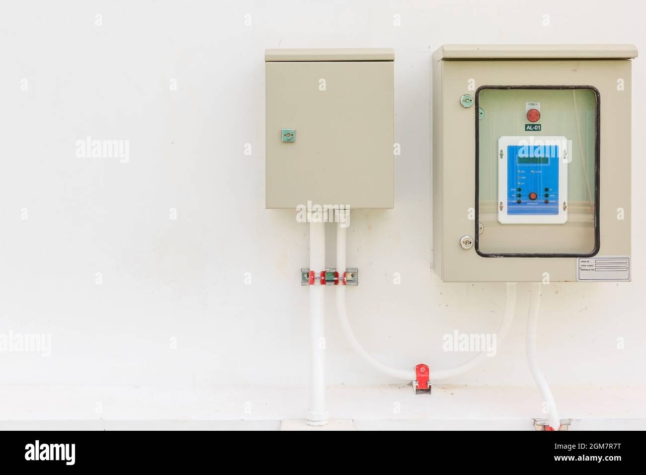 Technical display on control panel with electrical equipment devices