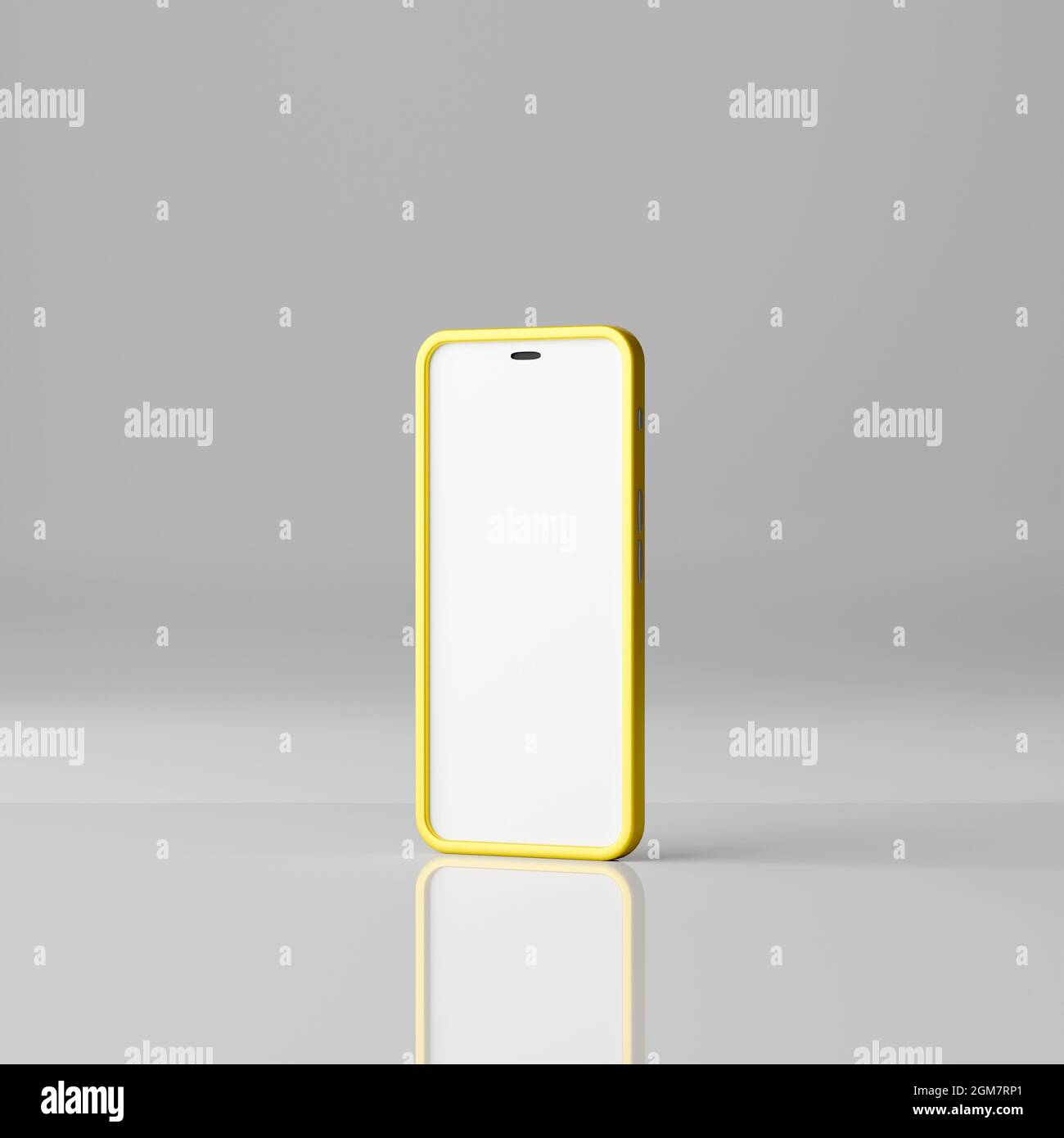 Smartphone mockup with blank white screen on a white background. 3D ...