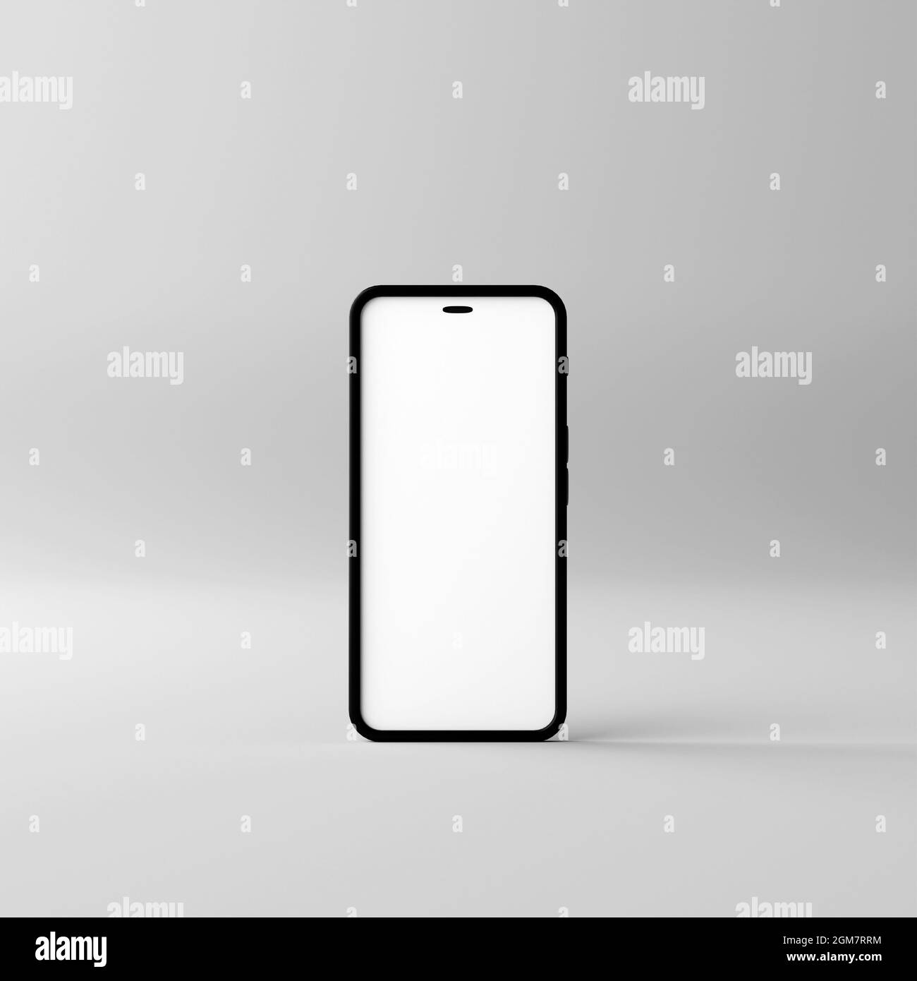 Smartphone mockup with blank white screen on a grey background. 3D ...