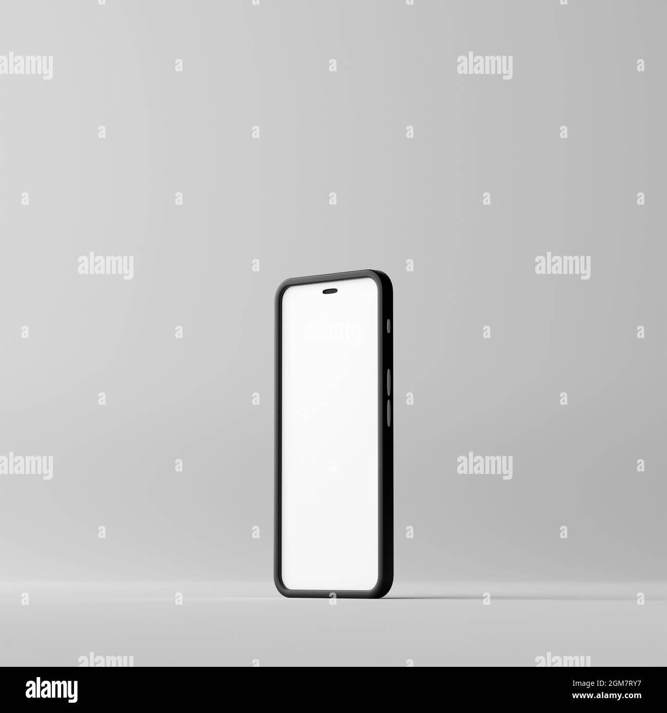 Smartphone mockup with blank white screen on a white background. 3D ...