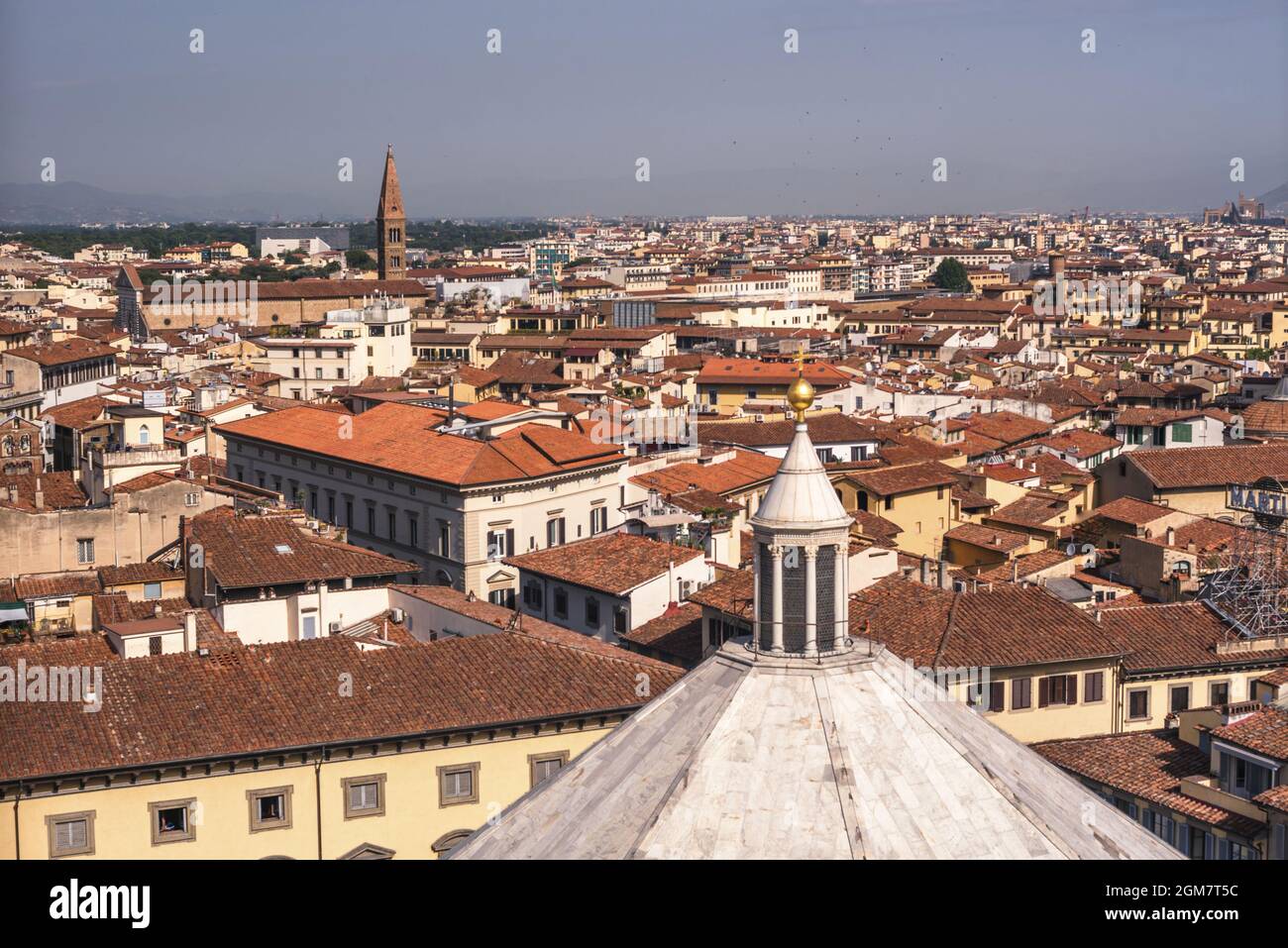 Gorgeous shot of the bright Terracotta rooftop cityscape of old Florence, Italy Stock Photo