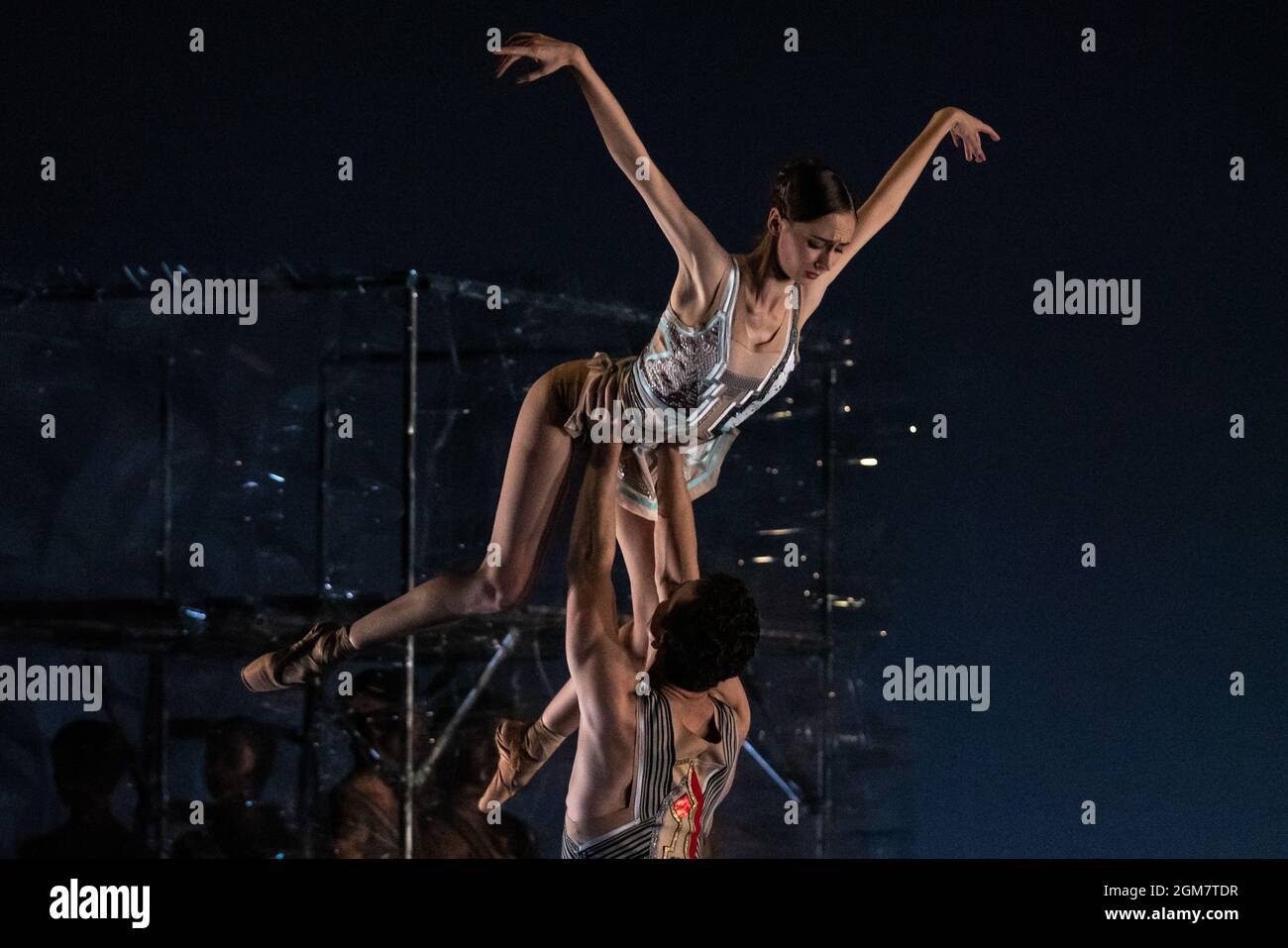 Ukrainian Ballet Gala at Sadler’s Wells. Premiere of Ludovic Ondiviela’s System A/I, a piece in which dancers ponder “the consequences of a scenario in which artificial intelligence has replaced human connection and what that could mean for our emotional lives”. Ukrainian dancers from American Ballet Theatre, Wiener Staatsballett, Lithuanian National Ballet and Toulouse Ballet du Capitole join with stars from The Royal Ballet and English National Ballet. Curated by the Ukrainian dancer (and former Royal Ballet star) Ivan Putrov and British-Ukrainian theatre director Olga Danylyu. London, UK. Stock Photo