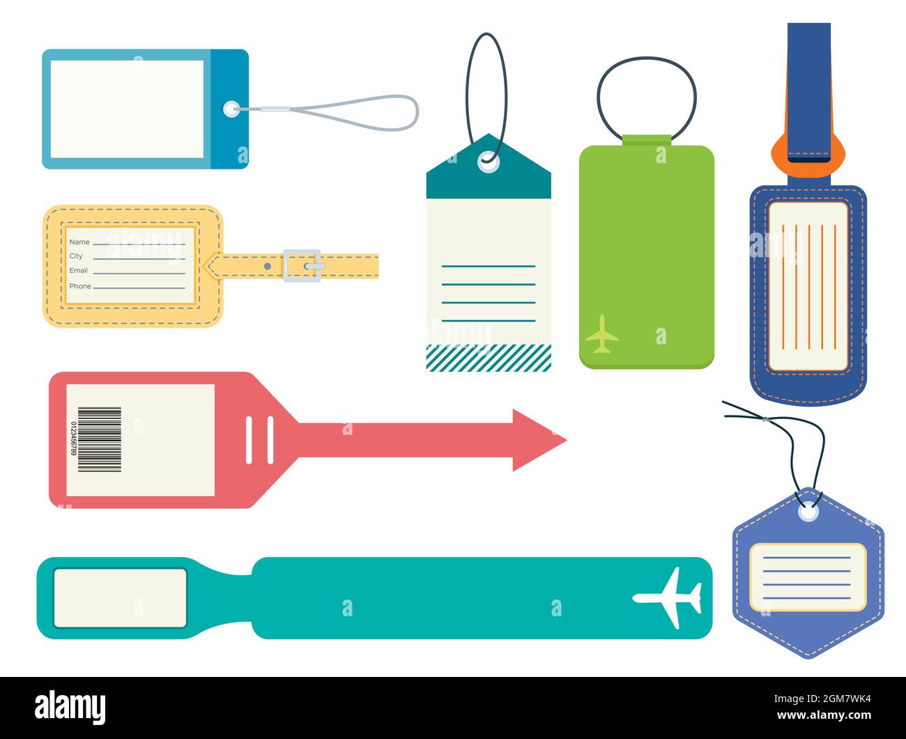 Set of luggage tags. Flat vector illustration Stock Vector Image & Art