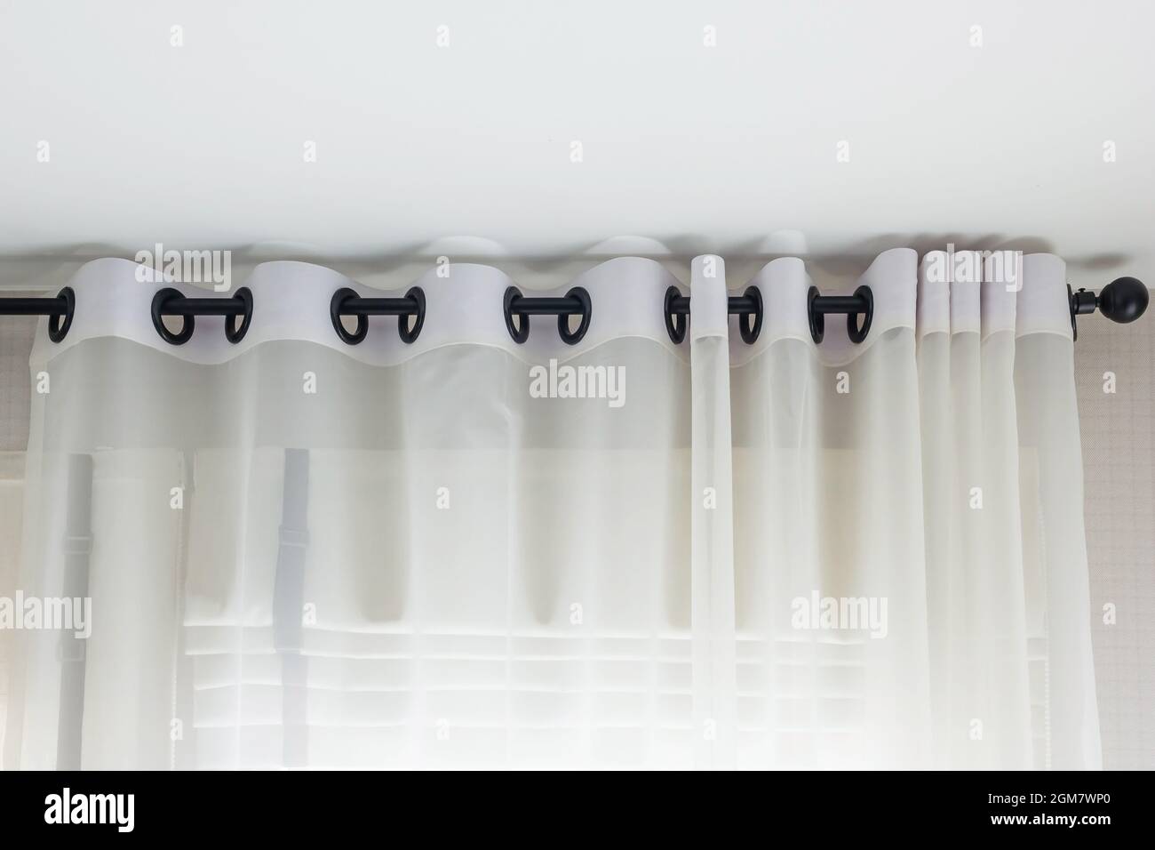 The white curtains with ringtop rail, Curtain interior decoration in