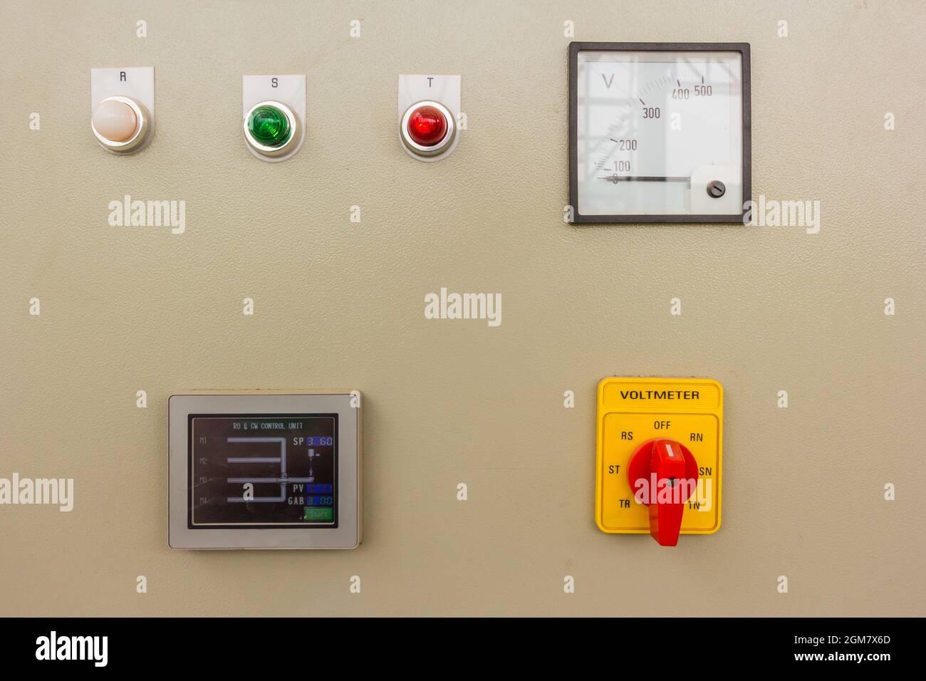 Electrical control cabinet that use in factory for electrical high voltage controller to the machine Stock Photo
