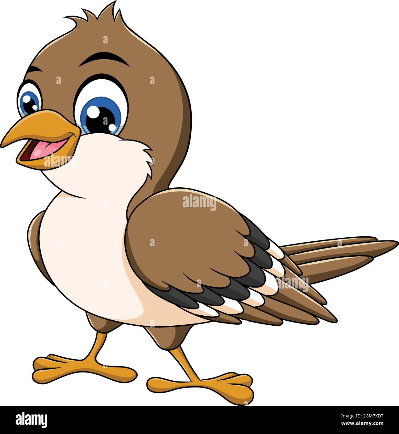 Cute Sparrow bird cartoon vector illustration Stock Vector