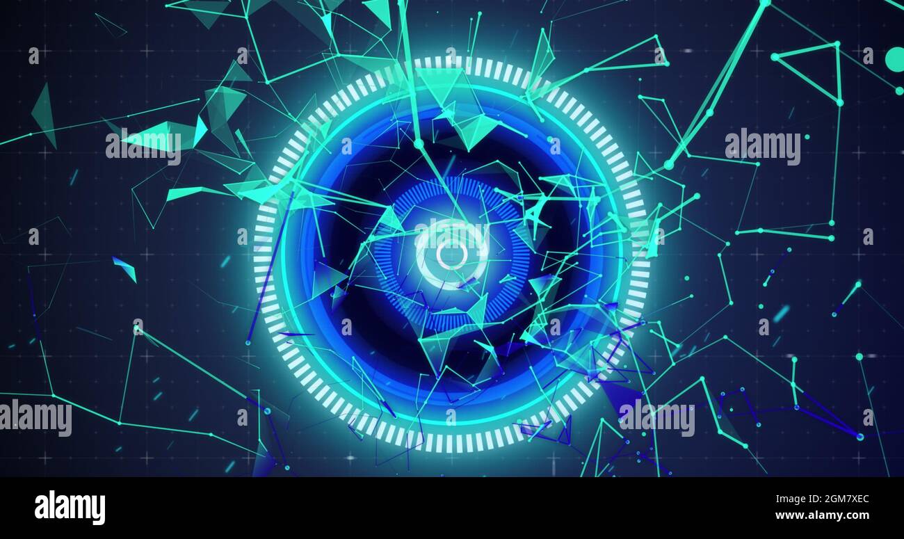 Glowing network connections round scanner hi-res stock photography and ...