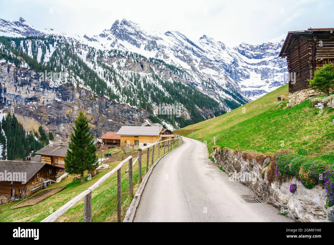 Beautiful View Of Landscape In The Alps At Gimmelwald Murren Villages Beautiful View Of Landscape In The Alps At Gimmelwald Murren Villages