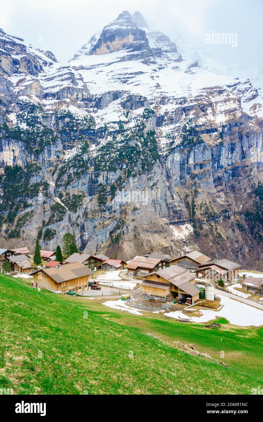 Beautiful View Of Landscape In The Alps At Gimmelwald Murren Villages Beautiful View Of Landscape In The Alps At Gimmelwald Murren Villages