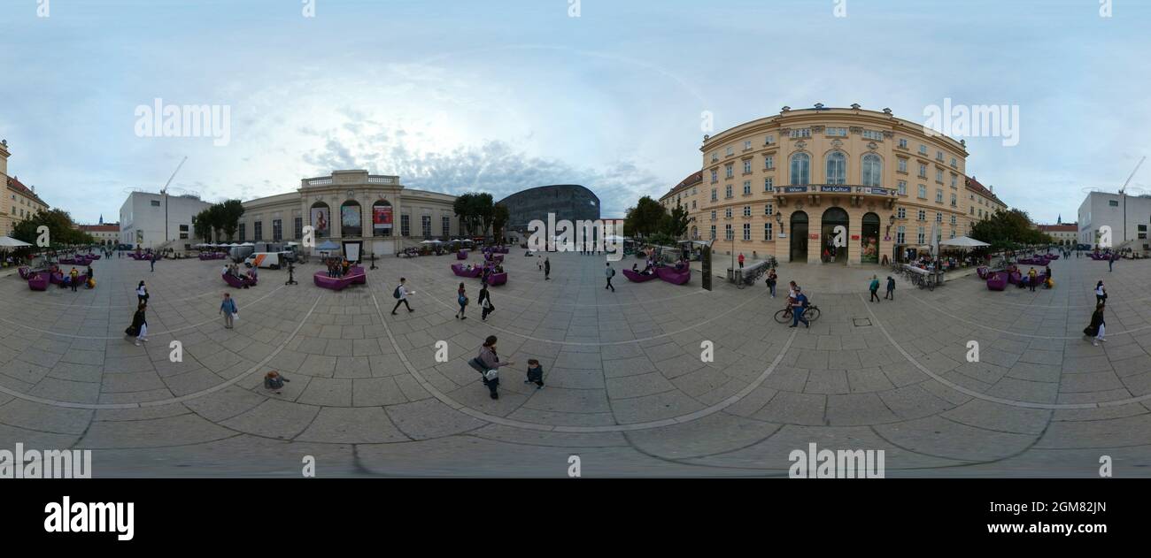 400 x 180 grad-Panorama: Mumok, Museum moderner Kunst, Wien, Oesterreich/ Vienna, Austria (nur fuer redaktionelle Verwendung. Keine Werbung. Referenzd Stock Photo