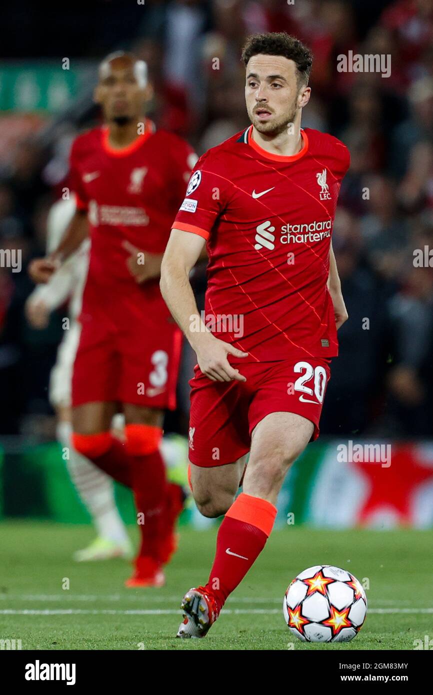 Diogo Jota (Liverpool FC) in action during Group B - Liverpool FC vs AC  Milan, UEFA Champions League football match in Liverpool, England,  September 15 2021 Stock Photo - Alamy