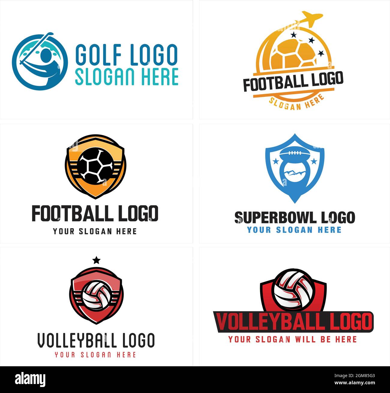 Golf football volleyball sport badge logo design Stock Vector