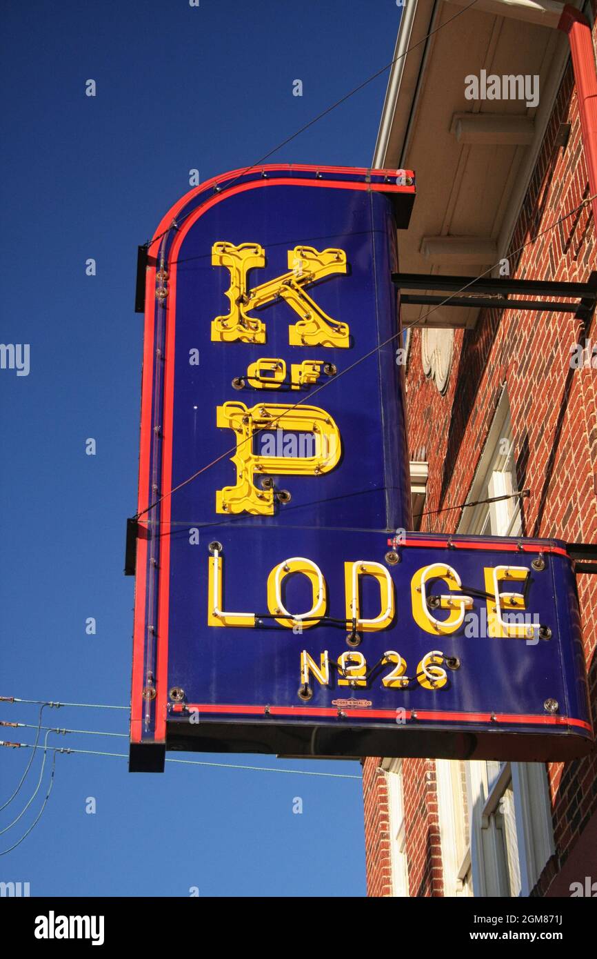 Longview, TX Vintage Knights of Pythias Lodge Sign located in downtown