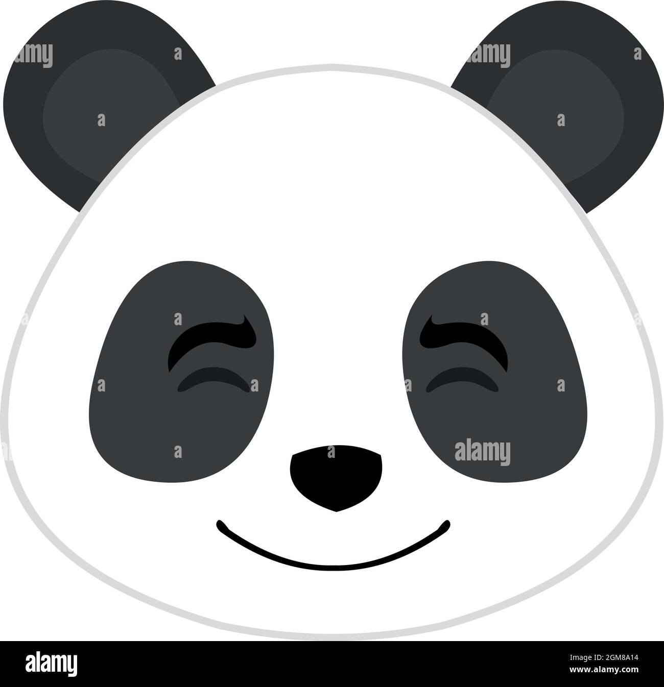 Vector emoticon illustration of the face of a cartoon panda bear with a happy expression Stock Vector